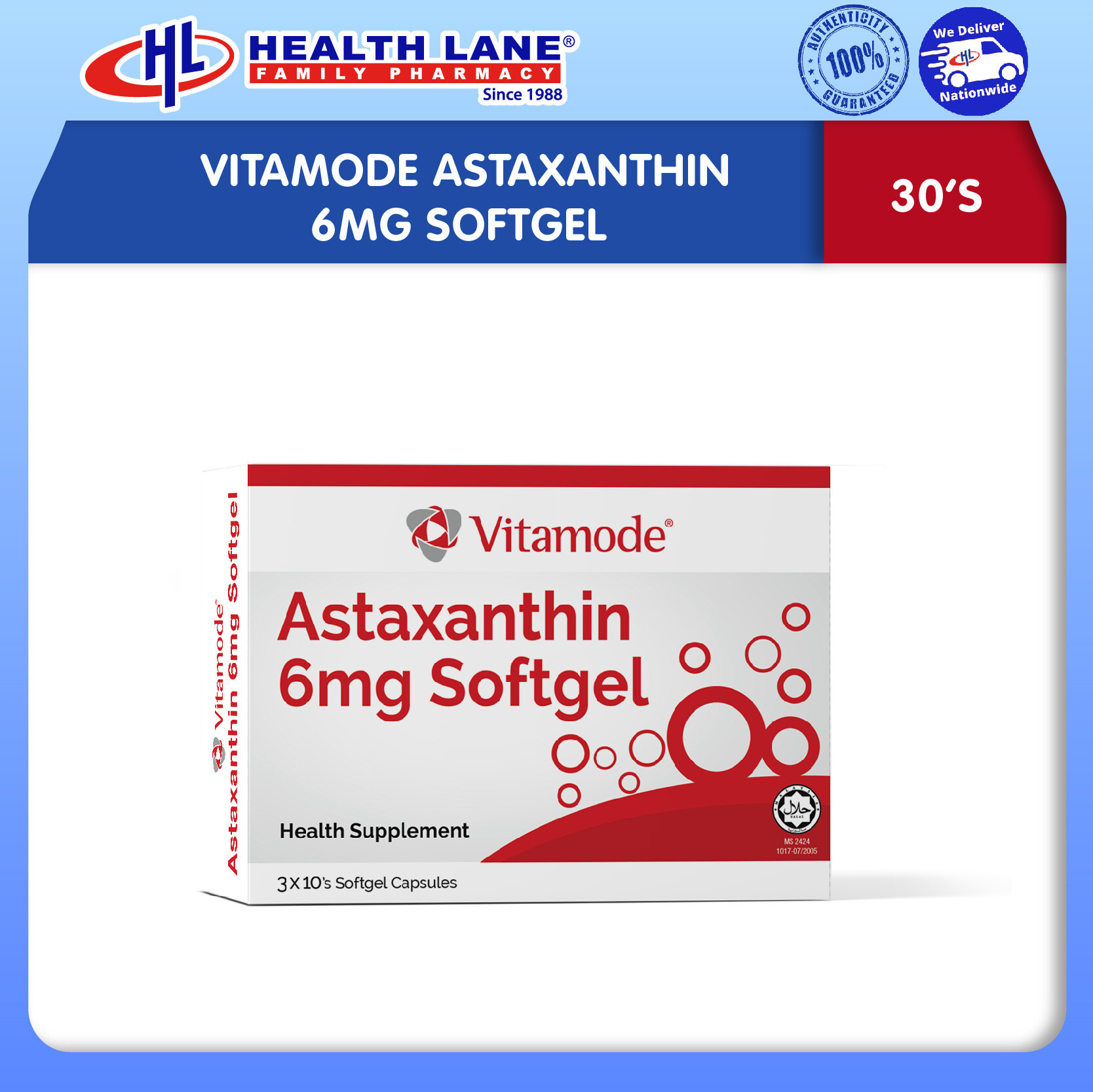 VITAMODE ASTAXANTHIN 6MG SOFTGEL 30'S